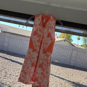 Adidas Orange and White Floral Top